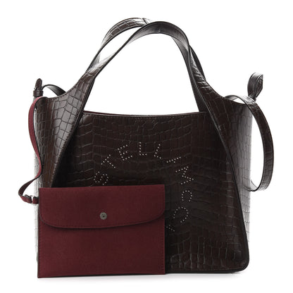Stella McCartney Crocodile Embossed Studded Logo Alter Nappa East West Tote Brown 1 of 10
