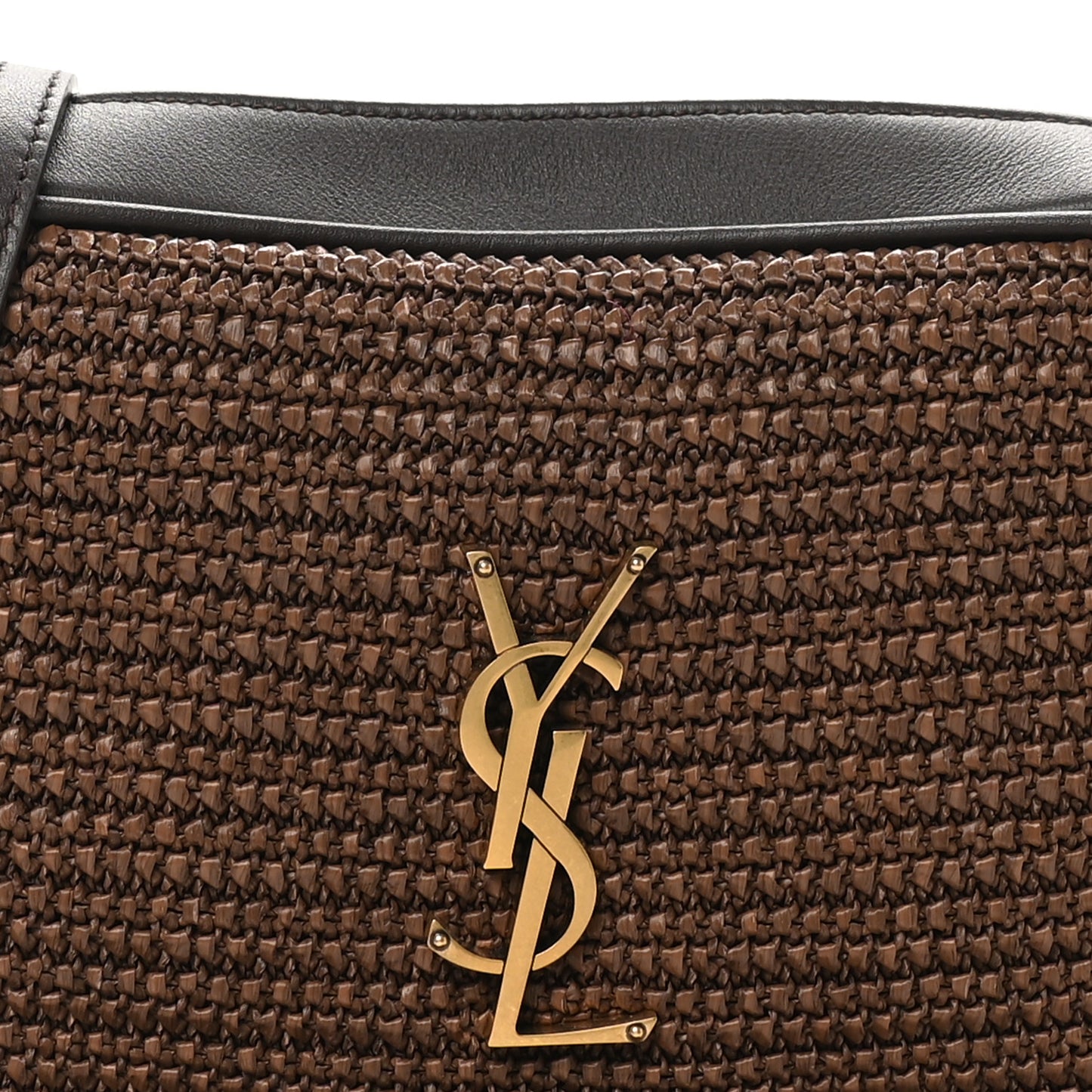 Raffia Canvas Monogram Lou Camera Bag Dark Chocolate