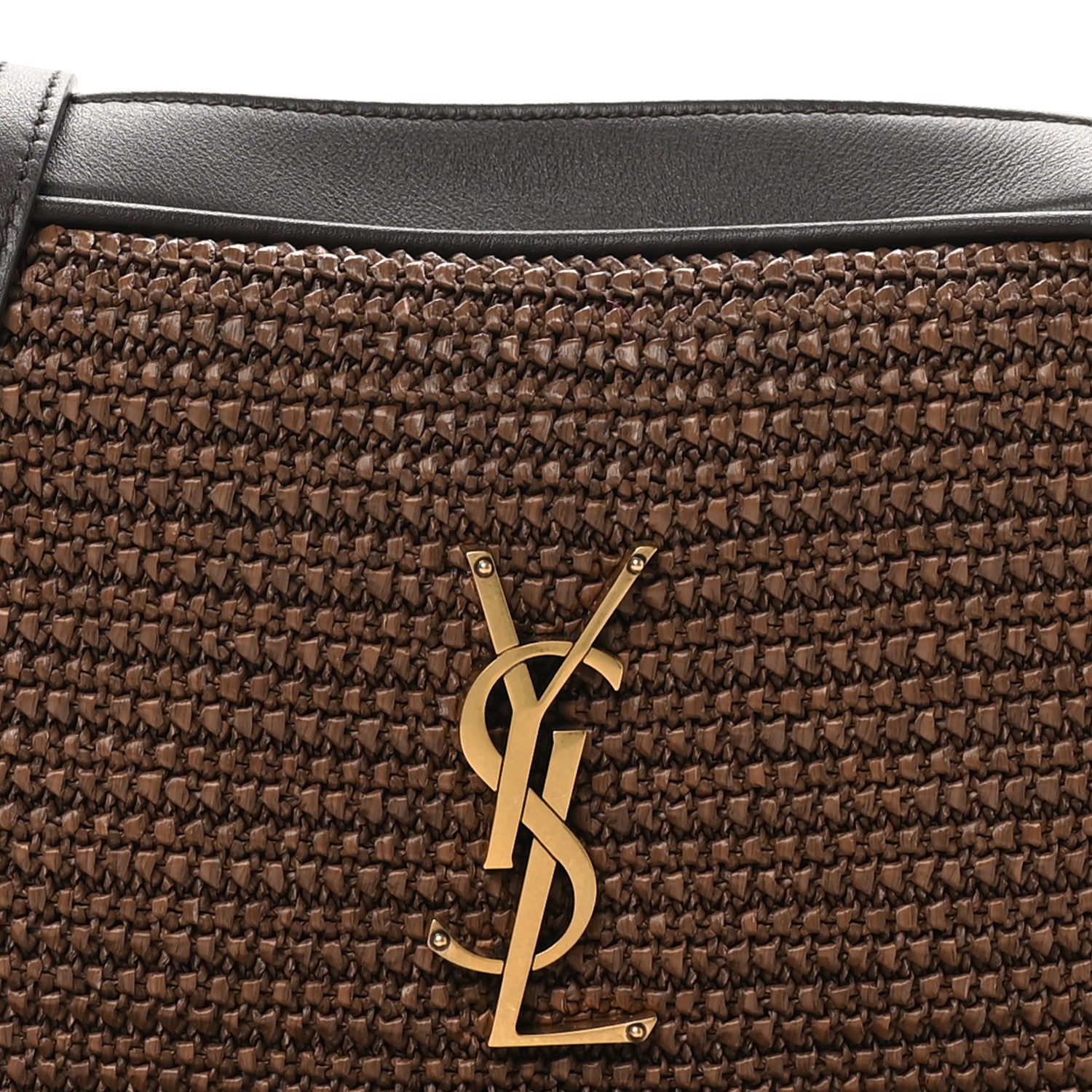 Saint Laurent Raffia Canvas Monogram Lou Camera Bag Dark Chocolate 8 of 10