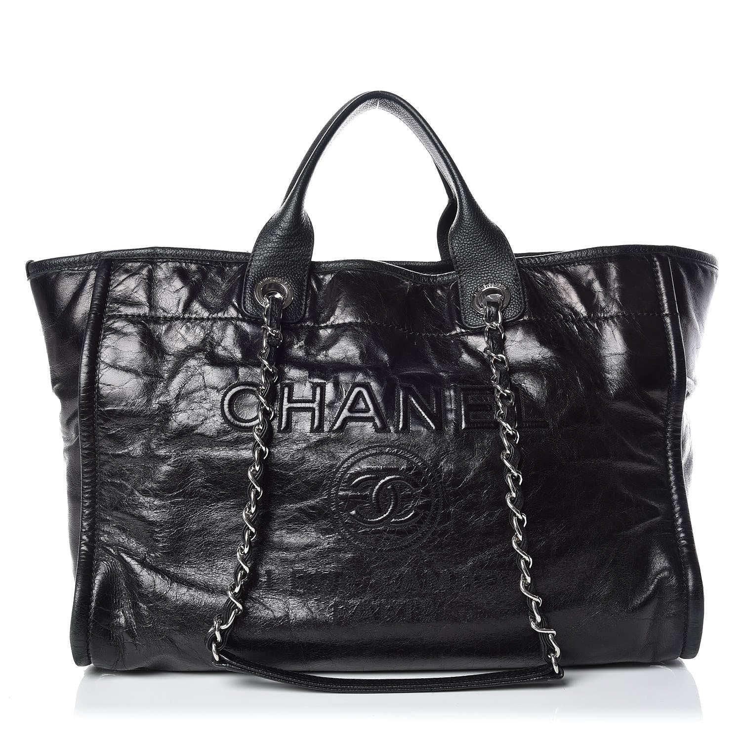 Chanel Glazed Calfskin Large Deauville Tote Black 1 of 15
