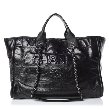 Chanel Glazed Calfskin Large Deauville Tote Black 1 of 15