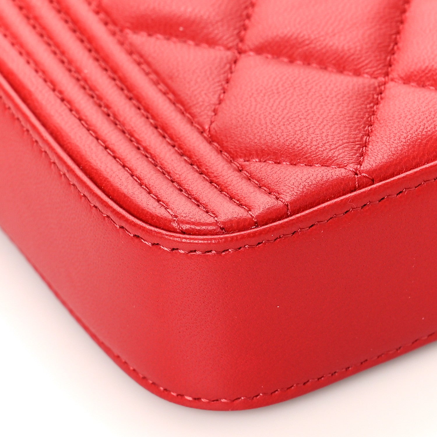 Chanel Lambskin Quilted Small Boy Clutch With Chain Red 9 of 11
