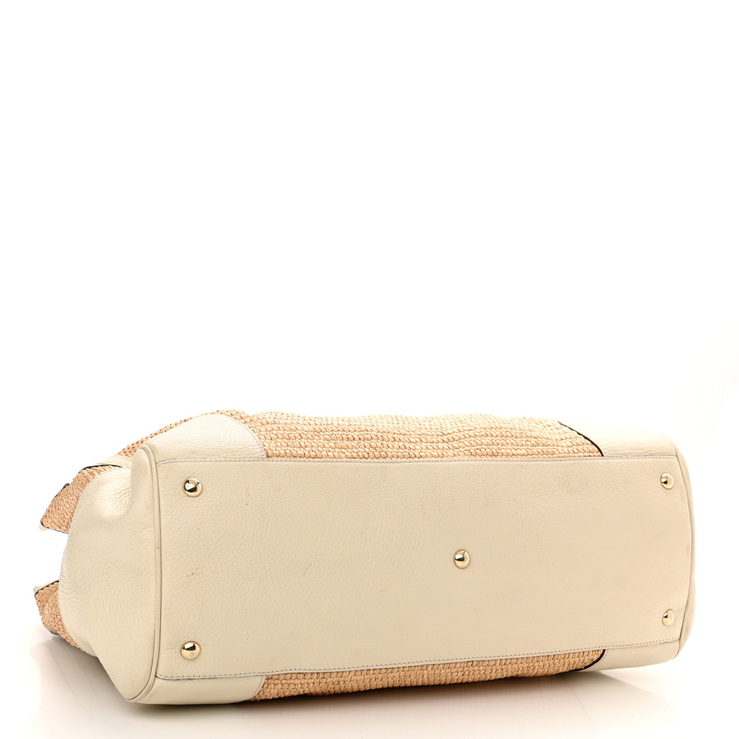 Gucci Calfskin Straw Large Bamboo Shopper Tote Natural 4 of 13