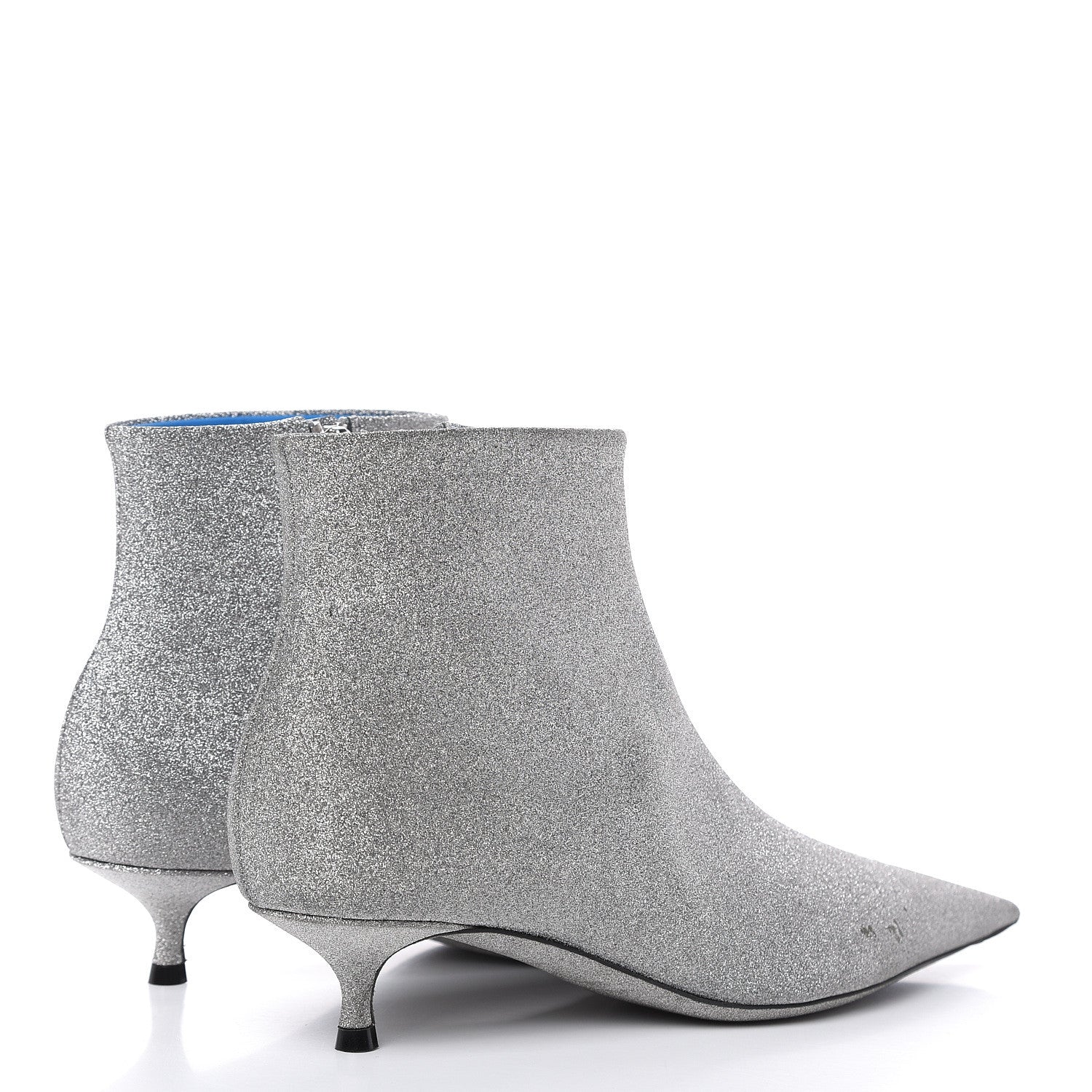 Balenciaga Calfskin Glitter Short 40mm Extreme Pointed Toe Knife Booties 36 Silver Hardware 4 of 12