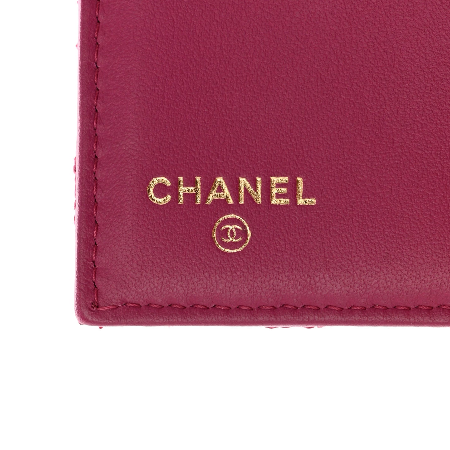 Lambskin Camellia Embossed Small Wallet Pink