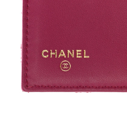 Chanel Lambskin Camellia Embossed Small Wallet Pink 6 of 7