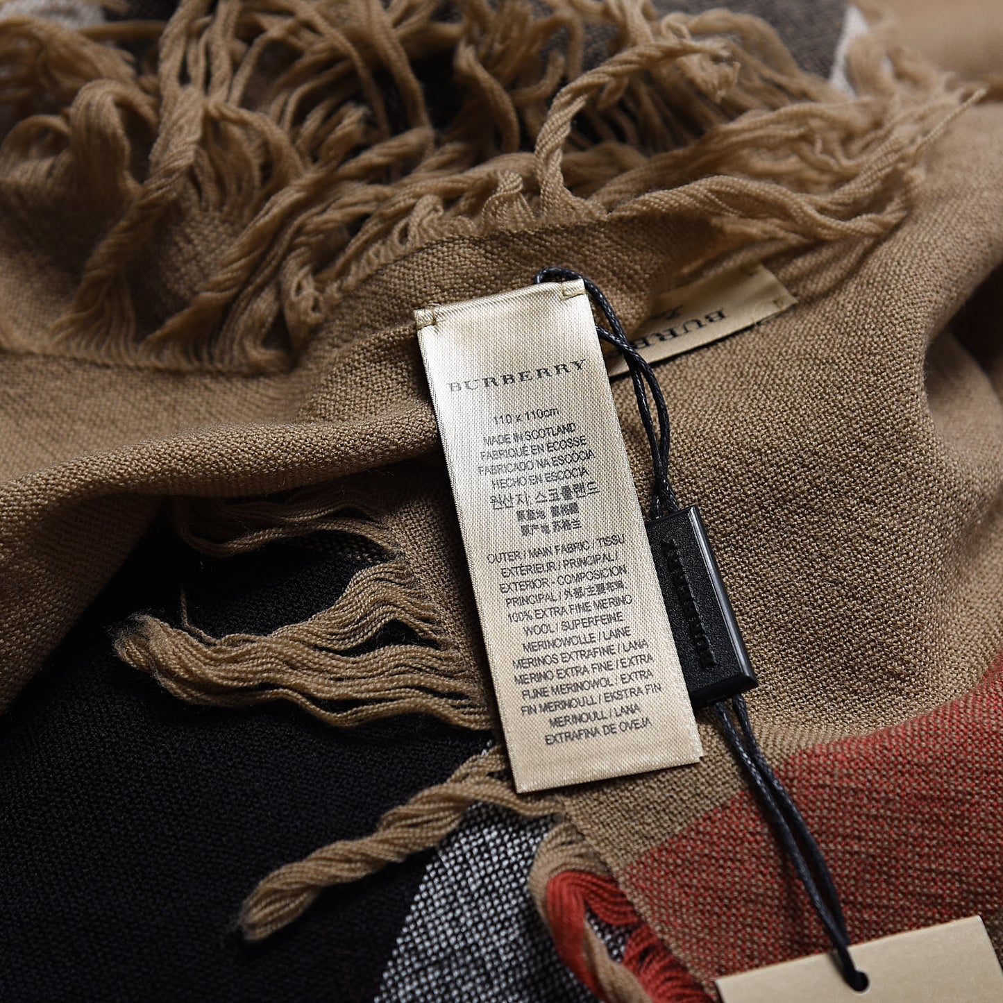 Merino Wool House Check Scarf Brown