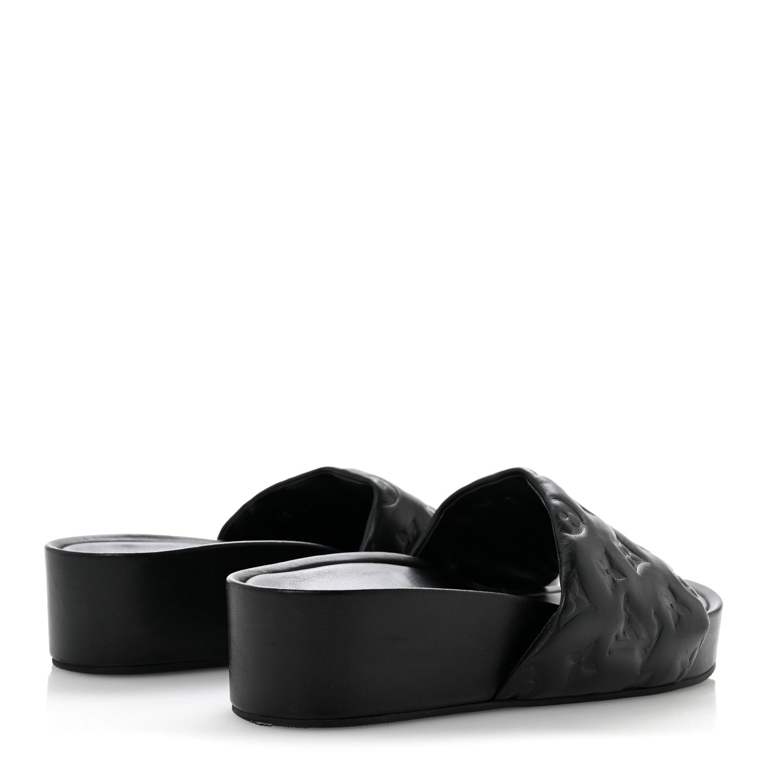 Louis Vuitton Lambskin Embossed Monogram Jumbo Flatform Mule Sandals 39 Black 5 of 11