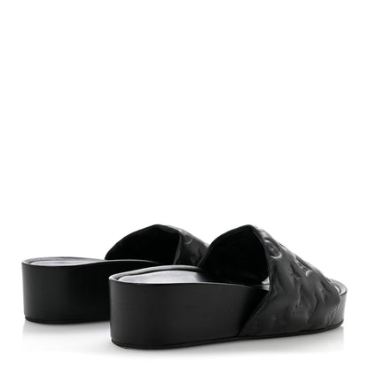 Louis Vuitton Lambskin Embossed Monogram Jumbo Flatform Mule Sandals 39 Black 5 of 11
