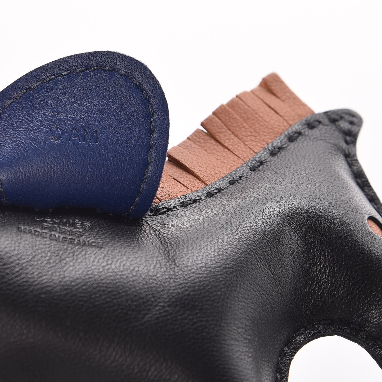 Hermes Milo Lambskin Grigri Rodeo Horse Bag Charm MM Black Bleu Saphir Gold 4 of 5