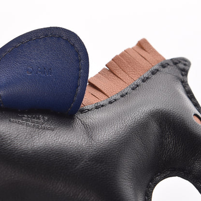 Hermes Milo Lambskin Grigri Rodeo Horse Bag Charm MM Black Bleu Saphir Gold 4 of 5