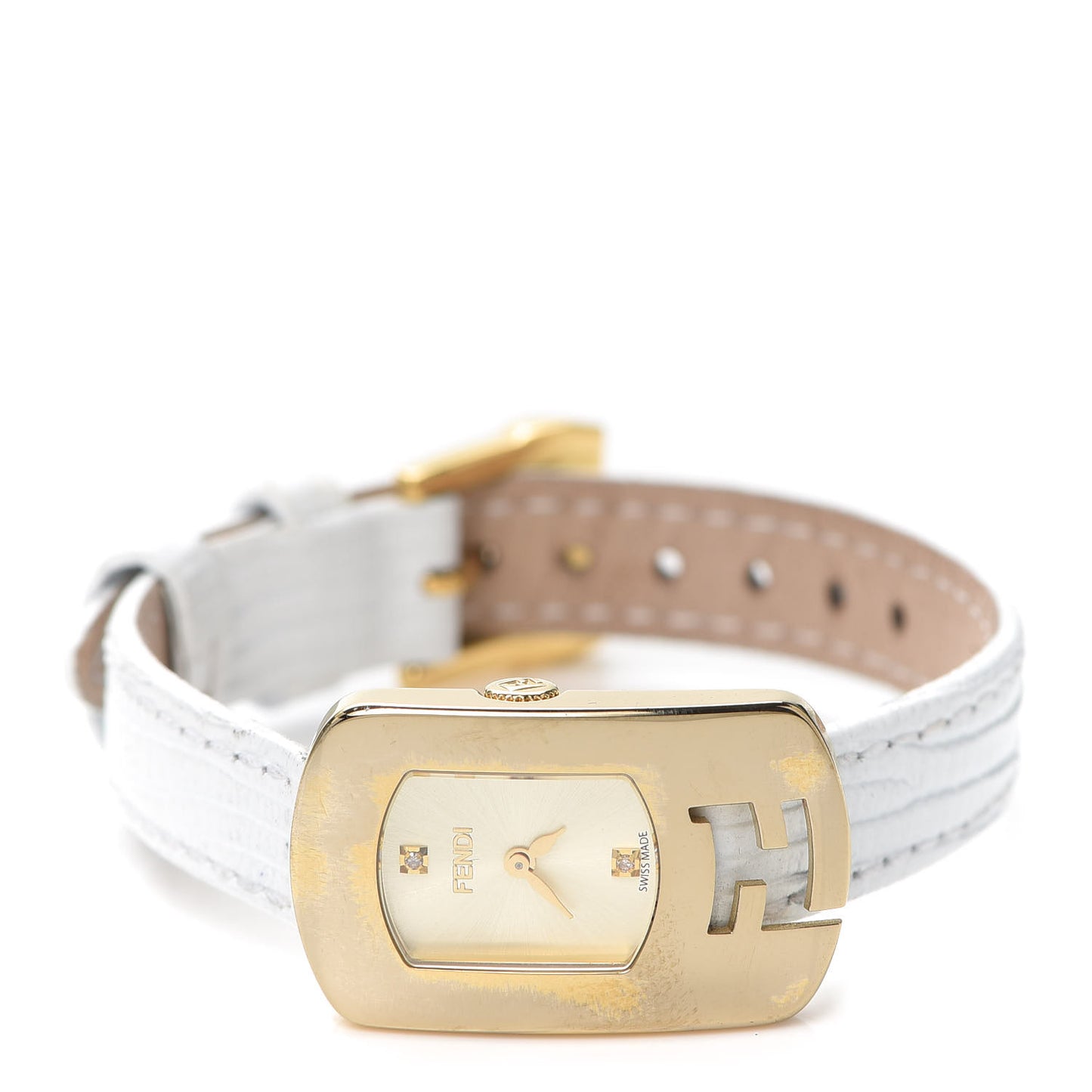 Stainless Steel Calfskin Diamond 29mm Chameleon Quartz Watch White