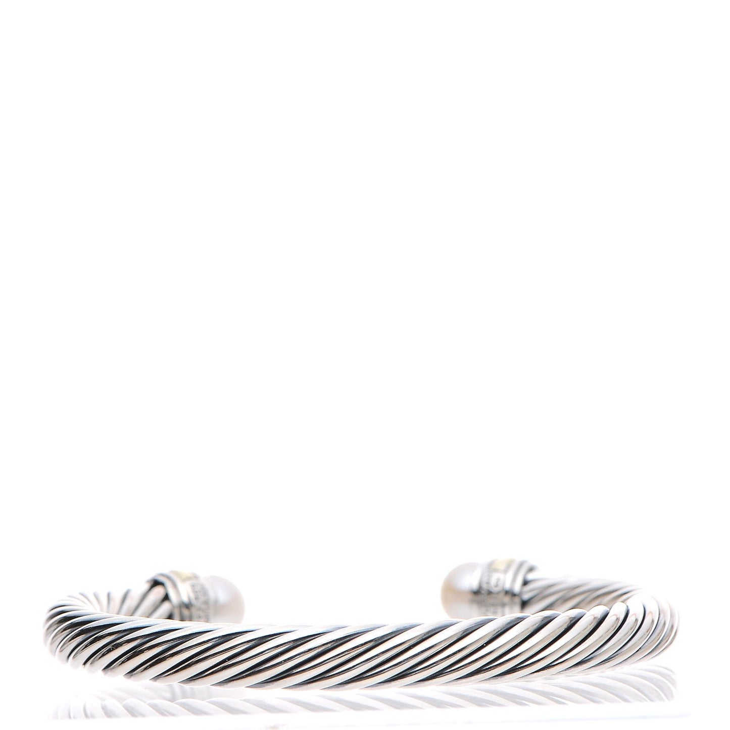 Sterling Silver 14K Yellow Gold Pearl 7mm Cable Classics Bracelet