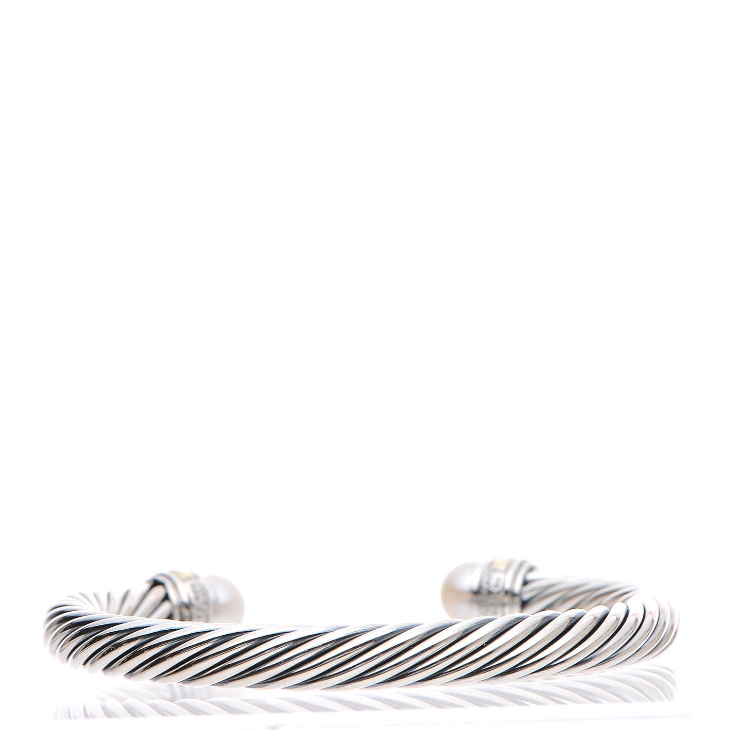 David Yurman Sterling Silver 14K Yellow Gold Pearl 7mm Cable Classics Bracelet 3 of 5