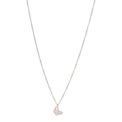 Van Cleef & Arpels 18K Yellow Gold Mother of Pearl Sweet Alhambra Butterfly Pendant Necklace 1 of 7