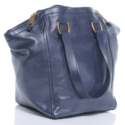 Saint Laurent Leather Small Downtown Metallic Navy 3 of 7