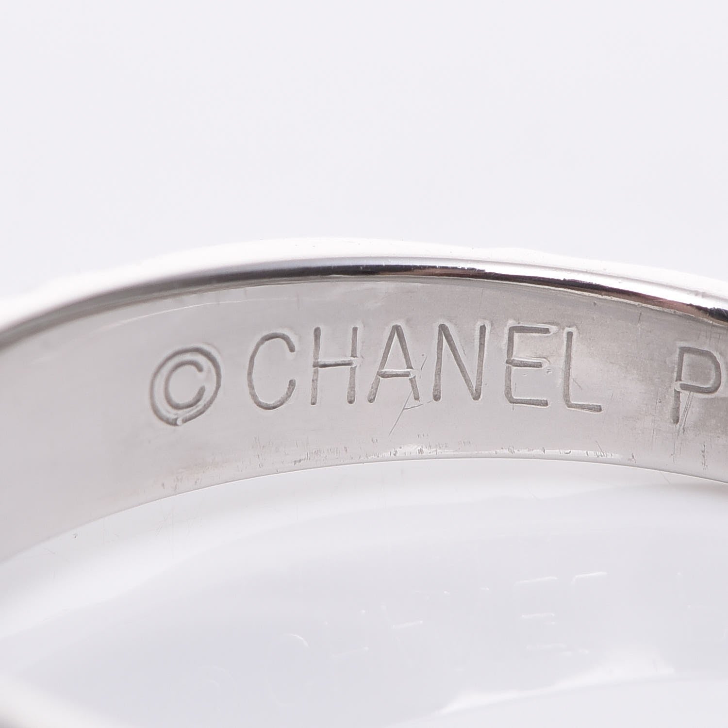 Chanel Platinum Diamond Matelasse Ring 48 4.5 4 of 6
