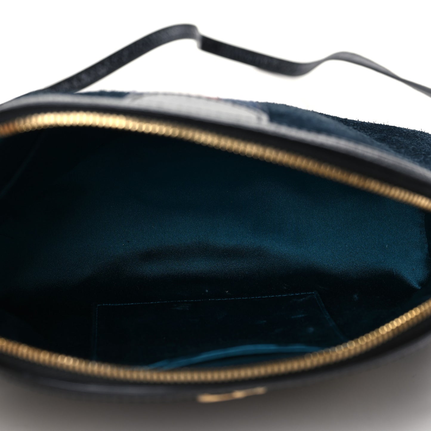 Suede Patent Dragon Embroidered Small Ophidia Dome Shoulder Bag Blue Multicolor