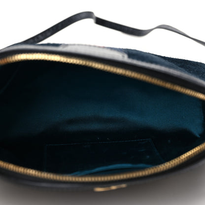 Gucci Suede Patent Dragon Embroidered Small Ophidia Dome Shoulder Bag Blue Multicolor 5 of 9