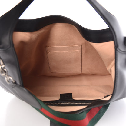 Gucci Calfskin Web Dog Embroidered Large Dionysus Hobo Black 6 of 12