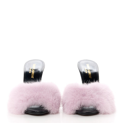 Saint Laurent Mink Calfskin Roy Mule Sandals 36.5 Rose Love 2 of 7