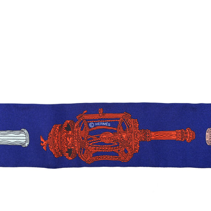 Hermes Silk Merveilleuses Lanternes Twilly Indigo Orange Bleu Glacier 3 of 4