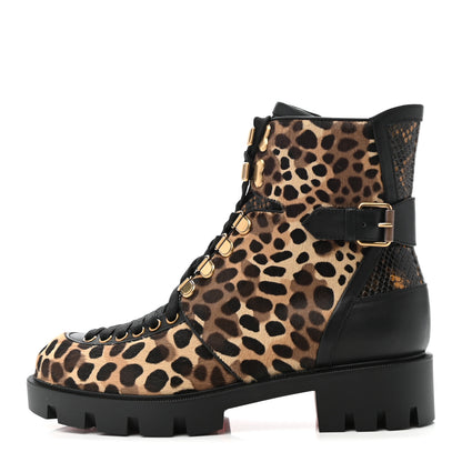 Christian Louboutin Pony Hair Calfskin Macademia Biker Boots 38 Black 1 of 7