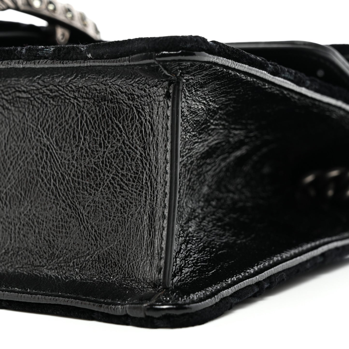 Velvet Skipper Crystal GG Monogram Small Dionysus Shoulder Bag Black Black Diamond