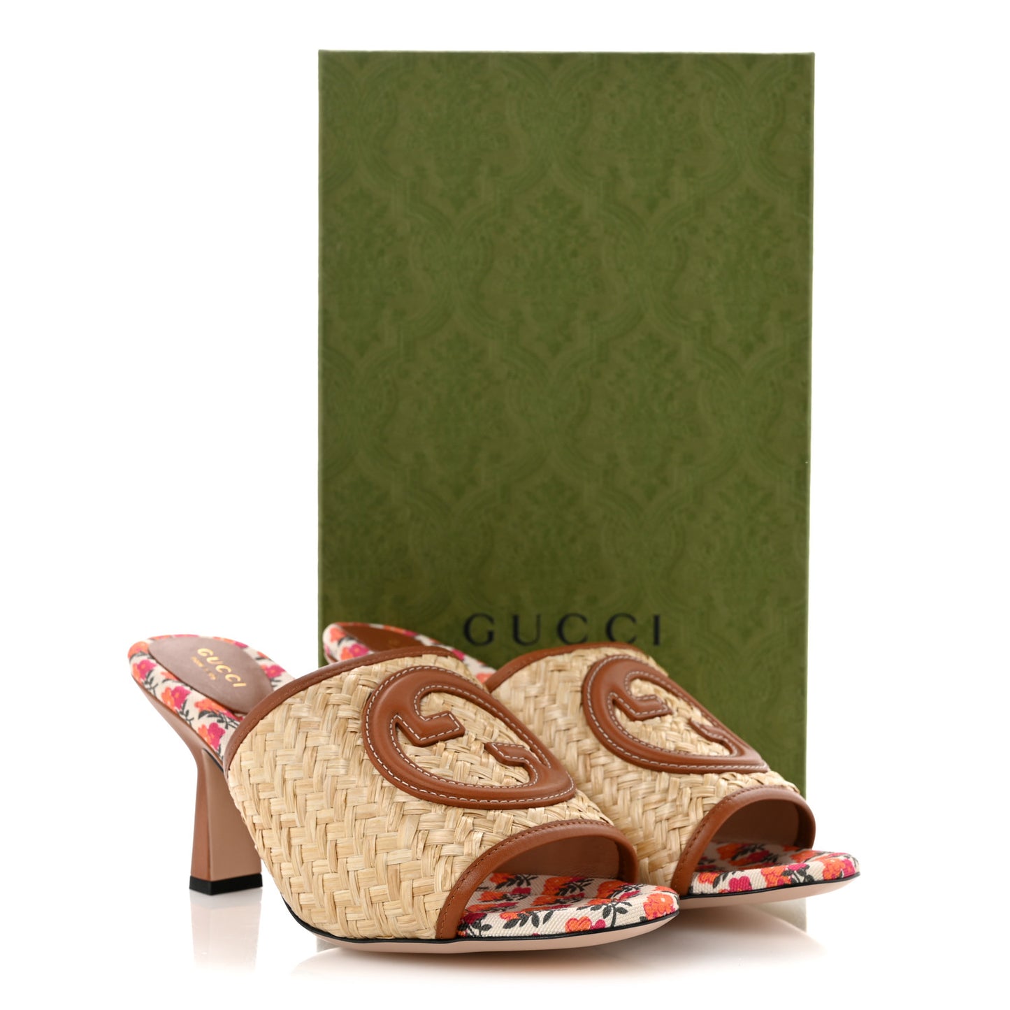 Raffia Malaga Kid Interlocking G Mabel Sandals 39 Natural