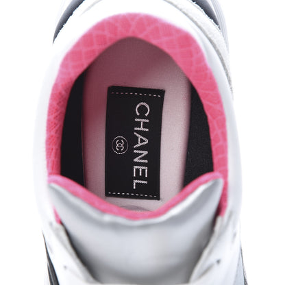 Chanel Calfskin Fabric Sneakers 40 White Silver Fluo Pink 8 of 10