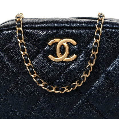 Chanel Shiny Caviar Quilted Chain Melody Camera Bag Dark Blue 8 of 10