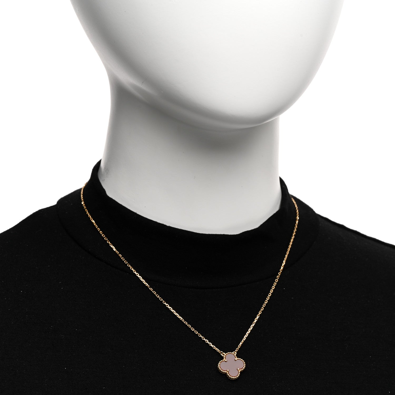 Van Cleef & Arpels 18K Yellow Gold Carnelian Vintage Alhambra Pendant Necklace 2 of 6