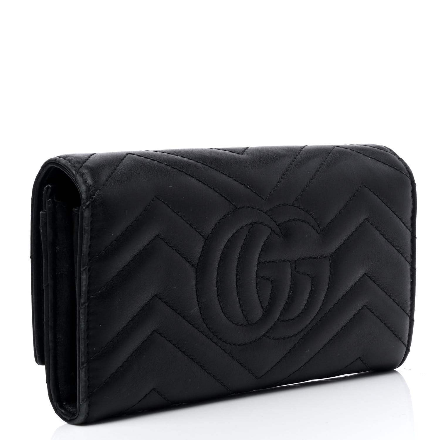 Gucci Calfskin Matelasse GG Marmont Continental Wallet Black 2 of 8