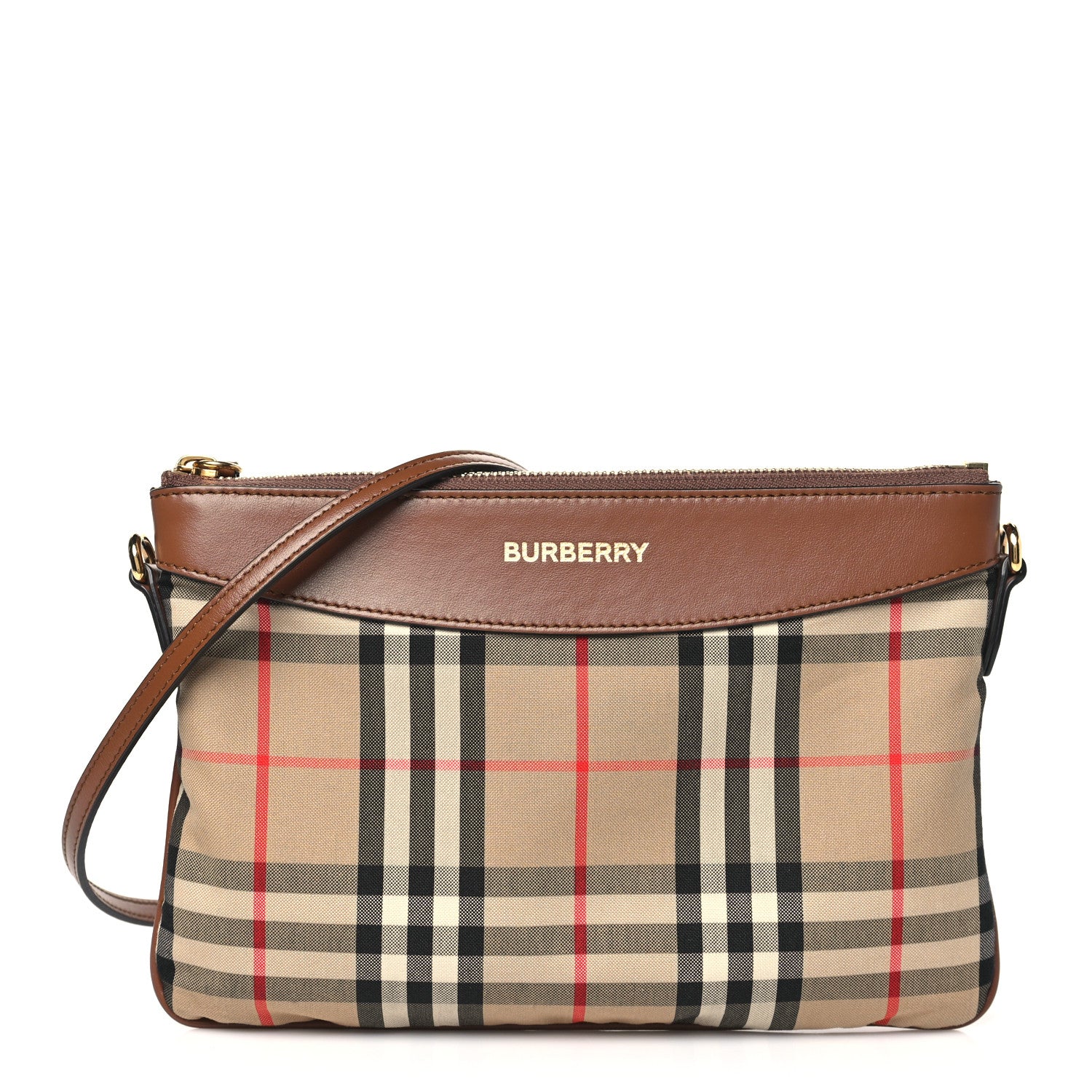 Burberry Horseferry Check Peyton Crossbody Clutch Bag Brown 1 of 9