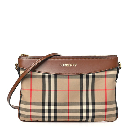 Burberry Horseferry Check Peyton Crossbody Clutch Bag Brown 1 of 9