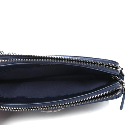 Chanel Metallic Caviar Quilted Small Boy Clutch With Chain Navy 4 of 4