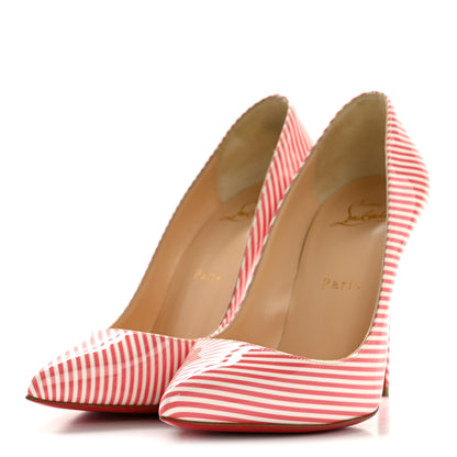 Christian Louboutin Patent Pigalle Follies Stripes 100 Pumps 37 Smoothie White 4 of 9