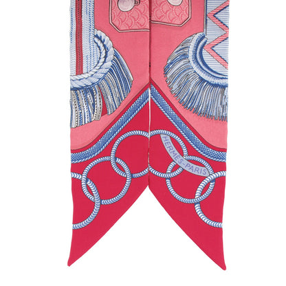 Hermes Silk Epaulettes Twilly Rose Poudre Rouge Bleu 6 of 6