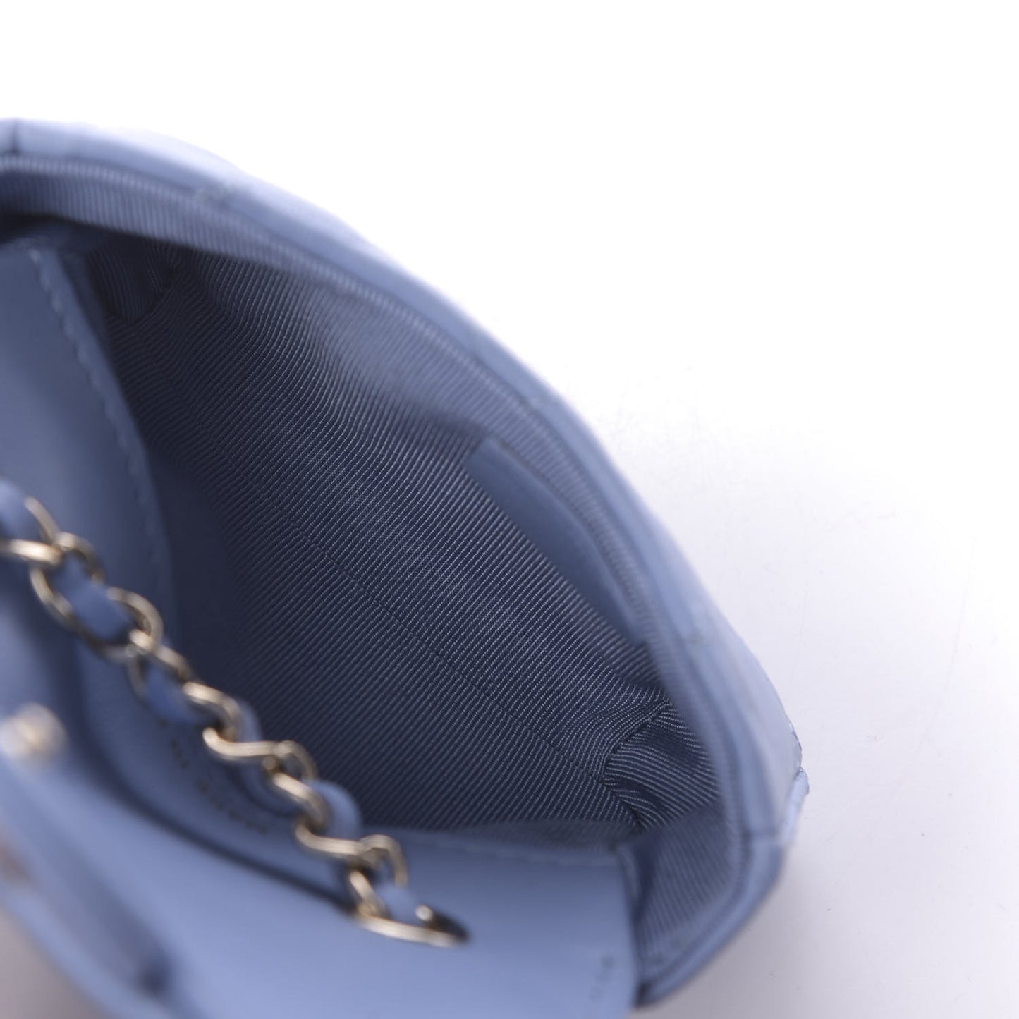 Lambskin Quilted Chain Belt Bag Blue