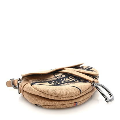 Christian Dior Canvas Jute Embroidered Saddle Bag Black Beige 4 of 10