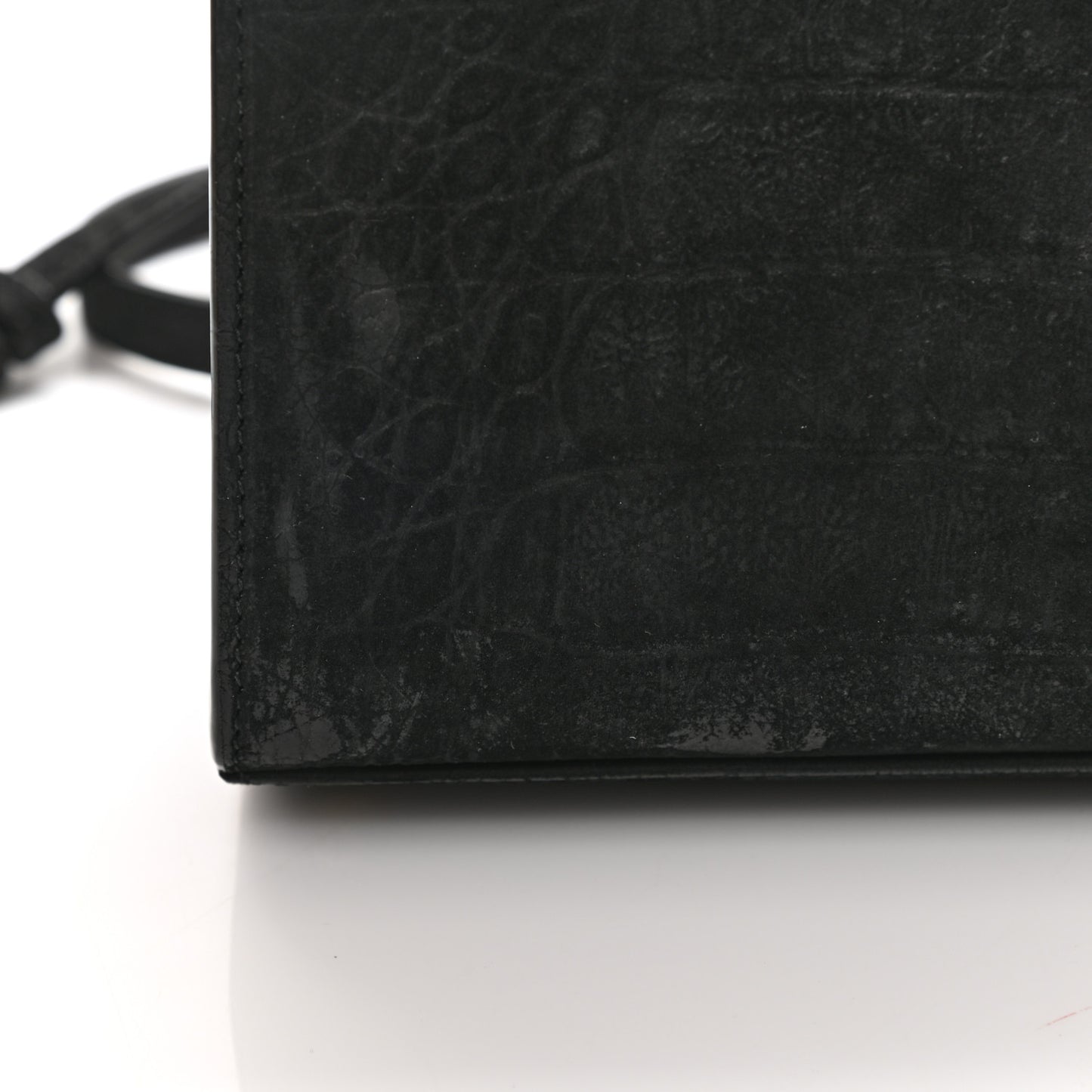 Nubuk Crocodile Embossed Mini Classic Monogram Cassandra Top Handle Black