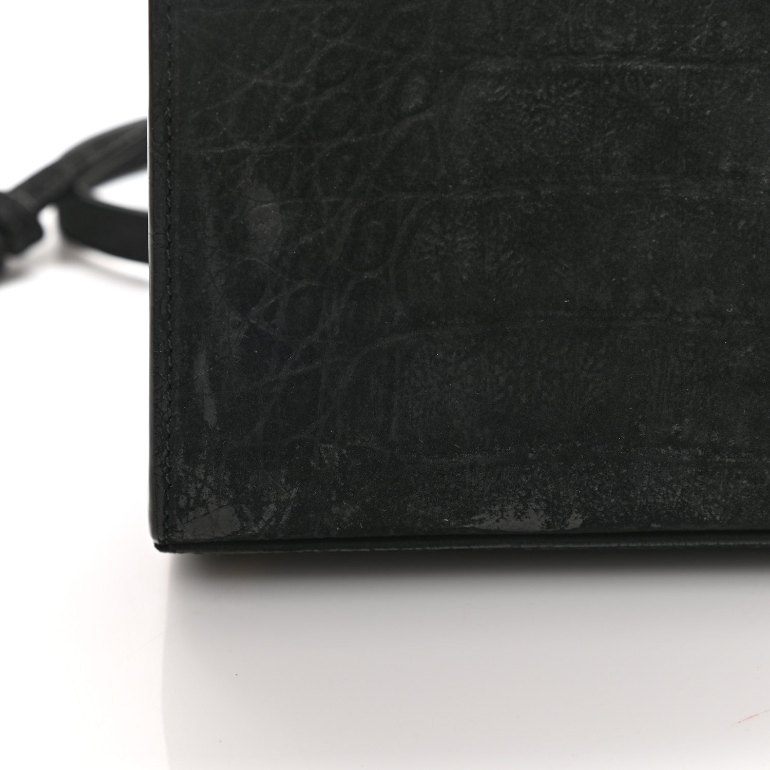 Saint Laurent Nubuk Crocodile Embossed Mini Classic Monogram Cassandra Top Handle Black 11 of 13