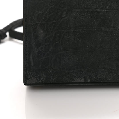 Saint Laurent Nubuk Crocodile Embossed Mini Classic Monogram Cassandra Top Handle Black 11 of 13