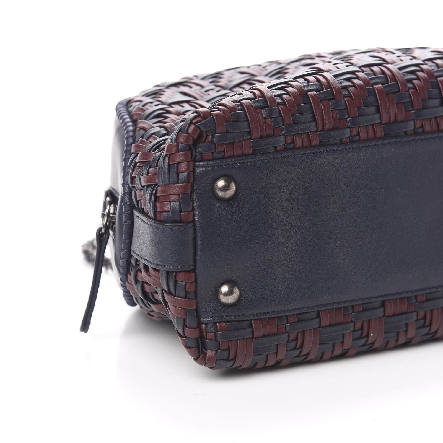 Chanel Calfskin Woven Bowling Bag Navy Blue 10 of 11