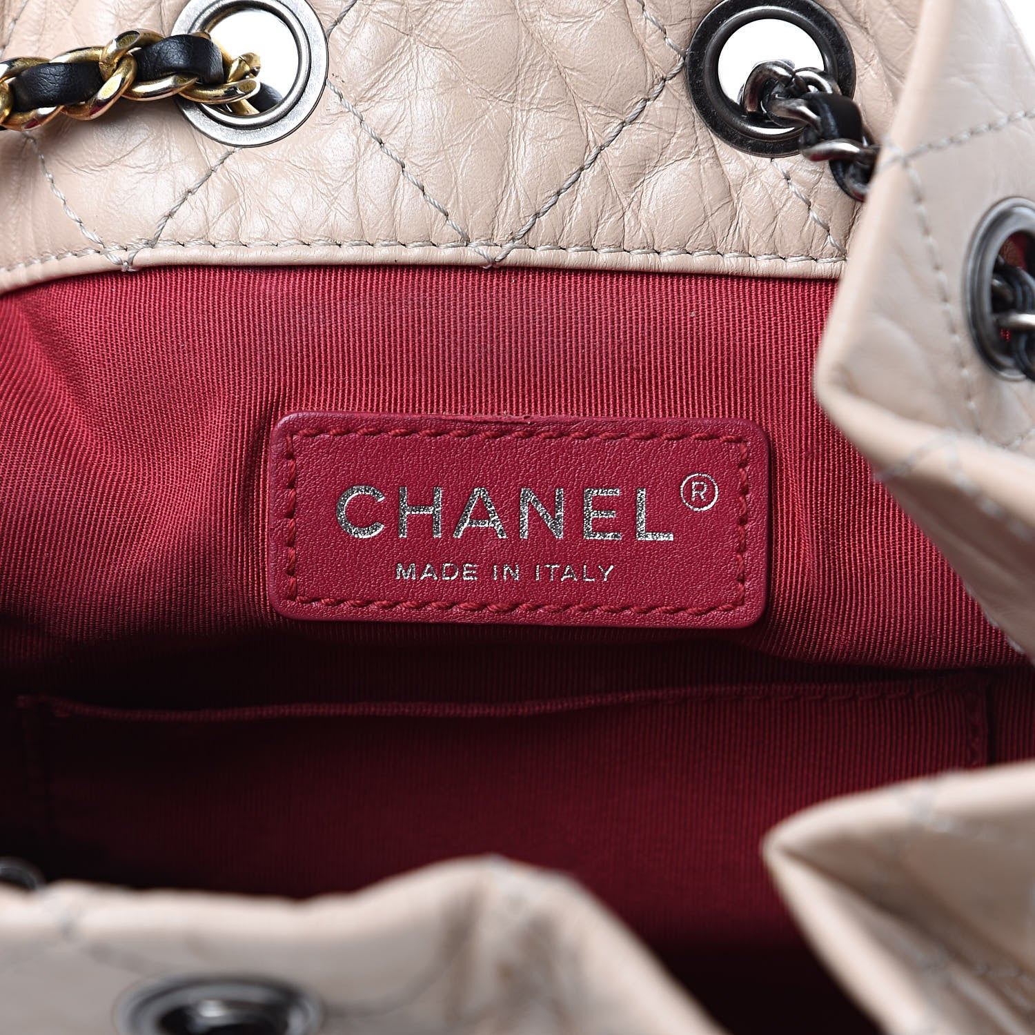 Chanel Aged Calfskin Quilted Gabrielle Backpack Beige Black 6 of 13