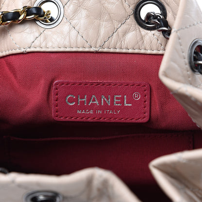 Chanel Aged Calfskin Quilted Gabrielle Backpack Beige Black 6 of 13