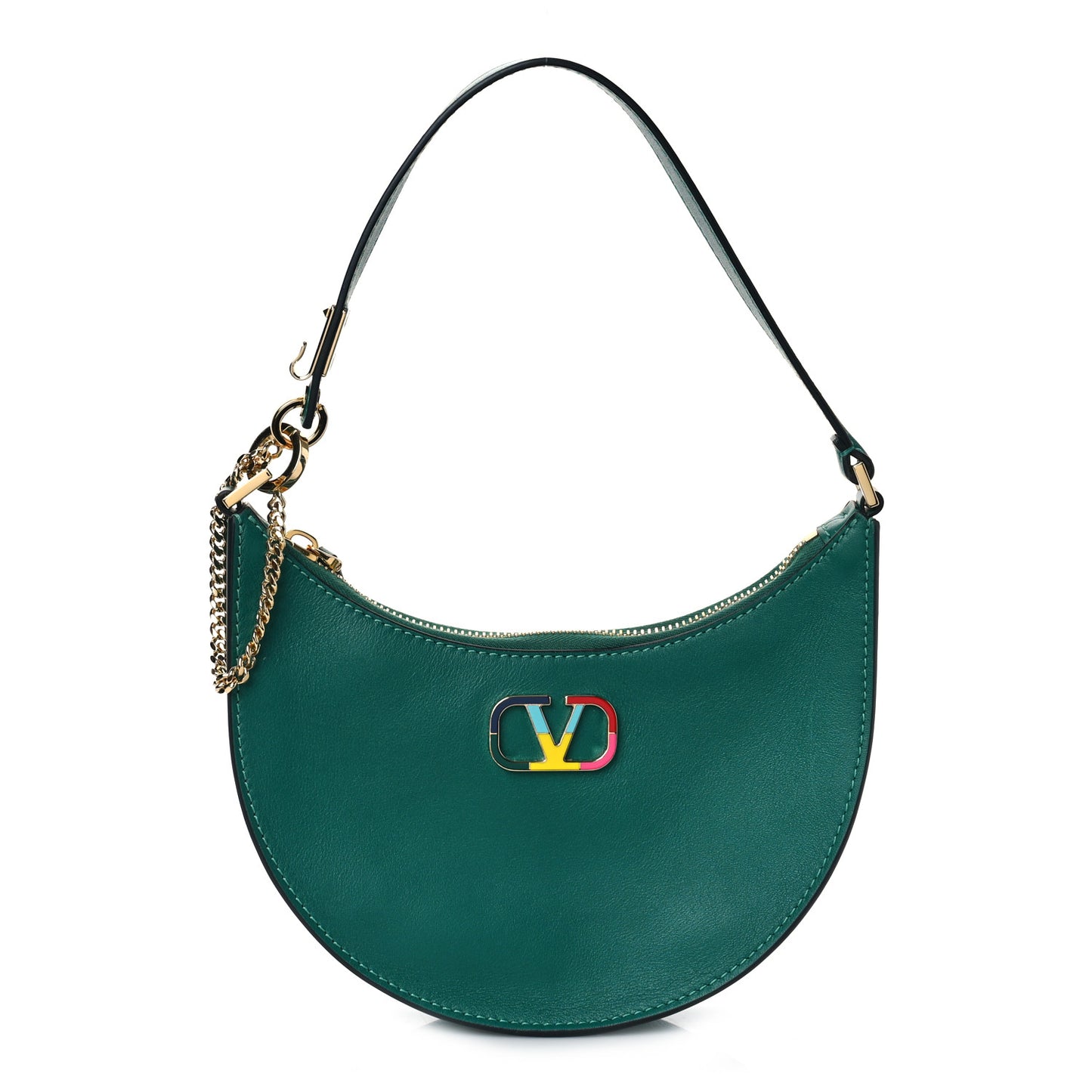 Calfskin Mini Vlogo Hobo Bag Emerald Green