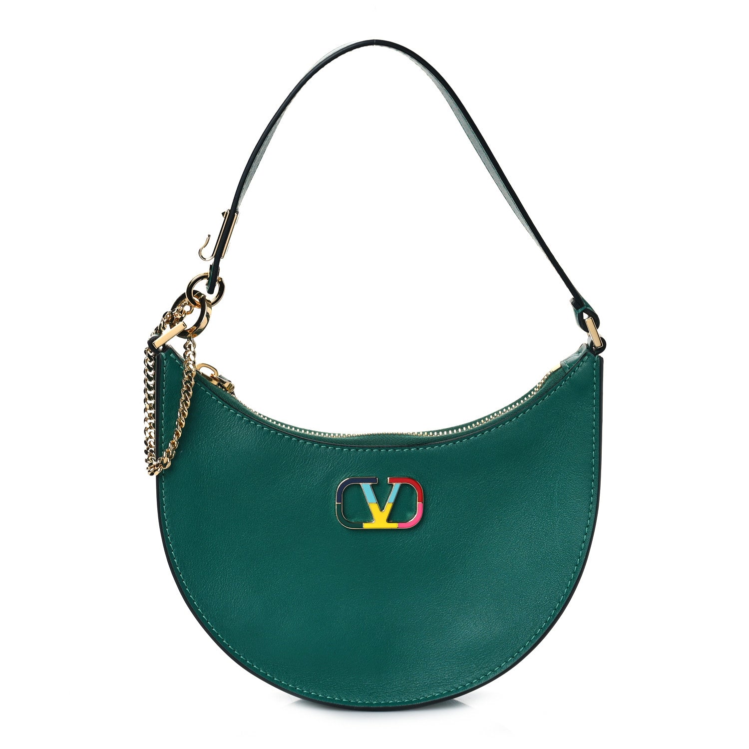Valentino Garavani Calfskin Mini Vlogo Hobo Bag Emerald Green 1 of 7