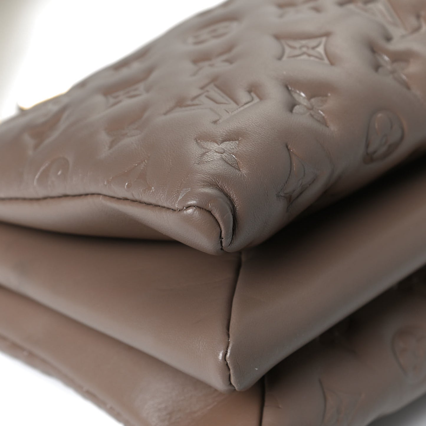Lambskin Embossed Monogram Coussin PM Taupe