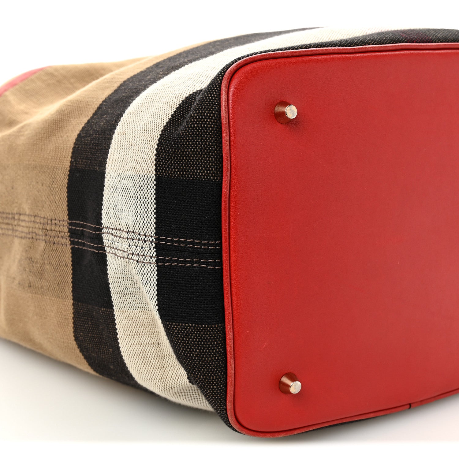 Burberry Canvas Mega Check Medium Ashby Bucket Bag Red 9 of 12